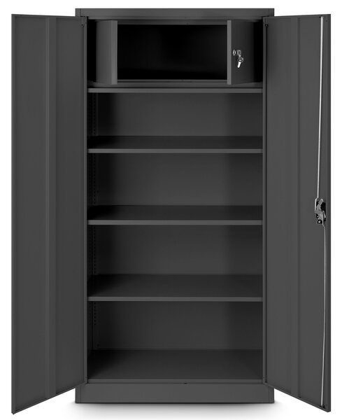 Dwudrzwiowa szafa aktowa z sejfem Tomasz 90x45x185 cm antracyt