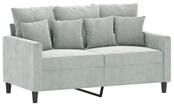 Sofa 2-osobowa, jasnoszara, 120 cm, tapicerowana aksamitem