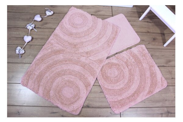 Komplet 3 różowych dywaników łazienkowych Foutastic