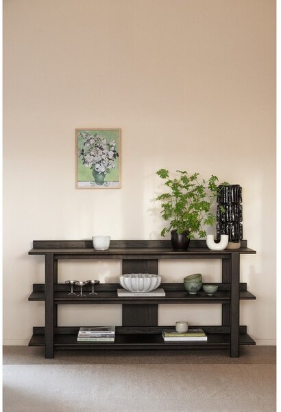 Konsola z blatem w dekorze dębu w ciemnym naturalnym kolorze 43x150 cm Kilian – Rowico