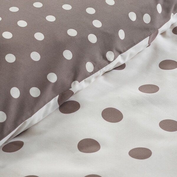Biała/ciemnobrązowa pościel jednoosobowa 135x200 cm Polka Dot – Catherine Lansfield