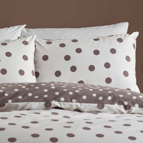 Biała/ciemnobrązowa pościel jednoosobowa 135x200 cm Polka Dot – Catherine Lansfield