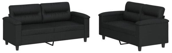 Sofa 2-osobowa z poduszkami, czarna, sztuczna skÃ³ra