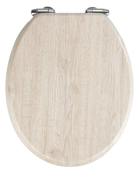 Jasnoszara deska sedesowa wolnoopadająca Wenko Oak, 42,5x35,5 cm