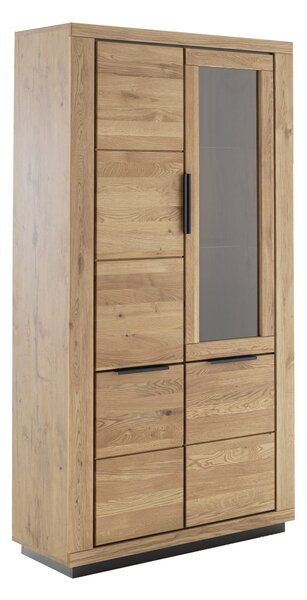 Witryna Greno 107 cm szerokości, front z drewna dzikiego dębu