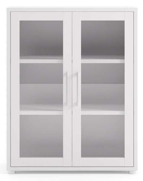 Regał biurowy ze szklanymi drzwiami Prima biały