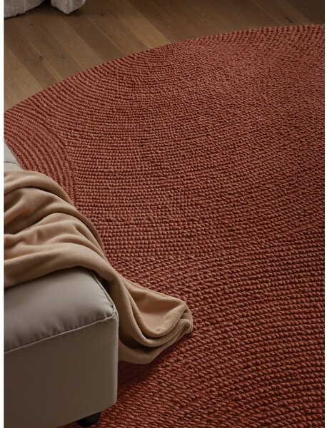 Ceglasty wełniany okrągły dywan tkany ręcznie ø 120 cm Calmio – Hanse Home