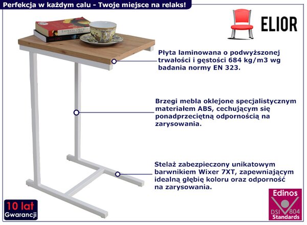 Skandynawski stolik boczny biały + dąb artisan A4-Z73
