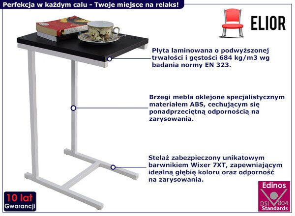 Wysoki stolik pomocniczy - biały + czarny Z6-G59