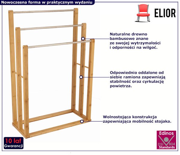Bambusowy stojak na ręczniki łazienkowe - Asev 5X
