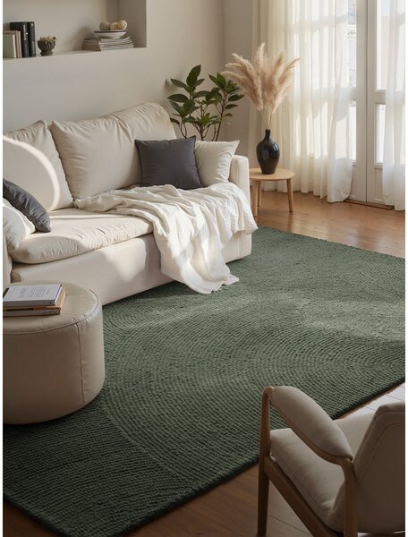 Ciemnozielony wełniany dywan tkany ręcznie 160x230 cm Calmio – Hanse Home