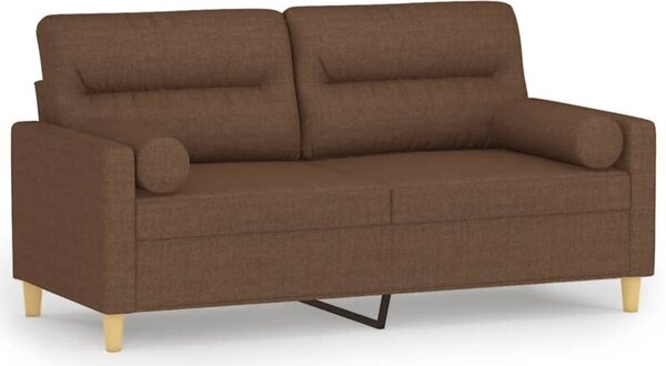 Sofa 2-osobowa z poduszkami, brÄ zowa, 140 cm, tkanina
