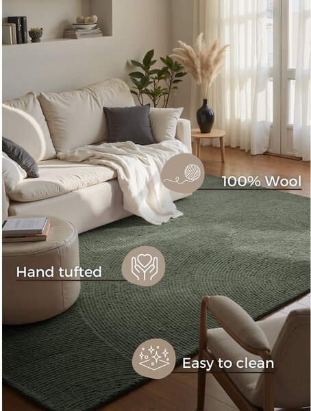 Ciemnozielony wełniany dywan tkany ręcznie 160x230 cm Calmio – Hanse Home