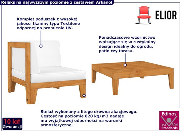 Zestaw mebli ogrodowych z kremowymi poduszkami - Arkano 3X