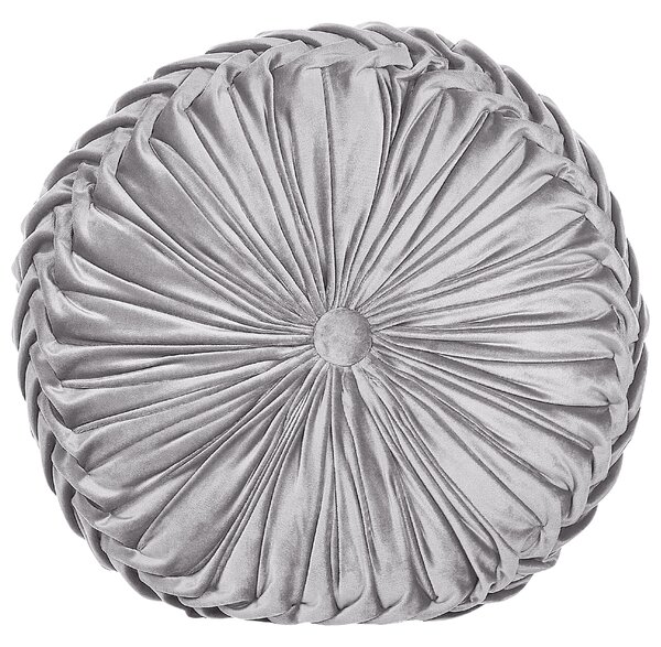 Poduszka ozdobna dekoracyjna okrągła plisowana 40 cm szara Udala Beliani