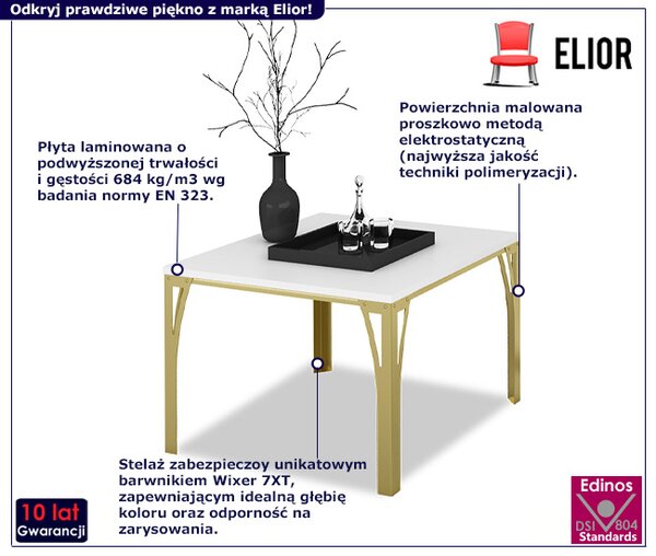 Nowoczesny stolik kawowy złoty + biały połysk F9-D84