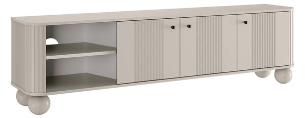 Szafka RTV Vesper 187 cm trzydrzwiowa - kaszmir / czarne uchwyty / nogi kule