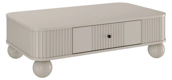 Stolik kawowy Vesper 103x60 cm z szufladą - kaszmir / czarne uchwyty / nogi kule