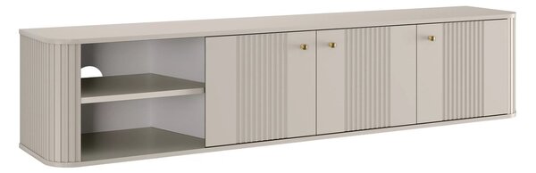 Szafka RTV wisząca Vesper 187 cm trzydrzwiowa - kaszmir / złote uchwyty