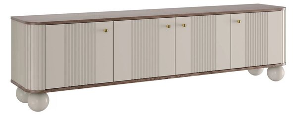 Szafka RTV Vesper 4D 187 cm - kaszmir / orzech / złote uchwyty / nogi kule