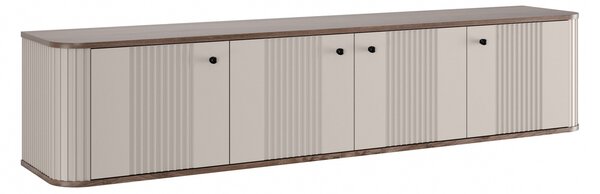 Szafka RTV wisząca Vesper 4D 187 cm - kaszmir / orzech / czarne uchwyty