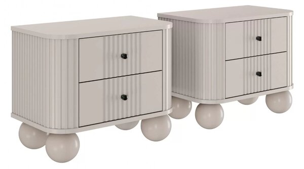 Zestaw szafek nocnych Vesper 56 cm - kaszmir / czarne uchwyty / nogi kule