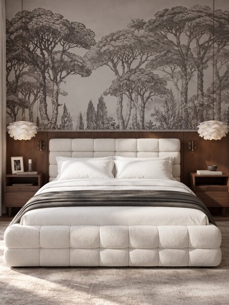 Łóżko sypialniane Bellmora 160x200 - beżowa boucle Raven 22