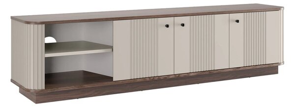 Szafka RTV Vesper 3D 187 cm na cokole - kaszmir / orzech / czarne uchwyty