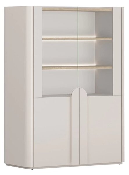 Witryna Amilio 100 cm dwudrzwiowa - kaszmir / dąb olejowany / uchwyty kaszmir
