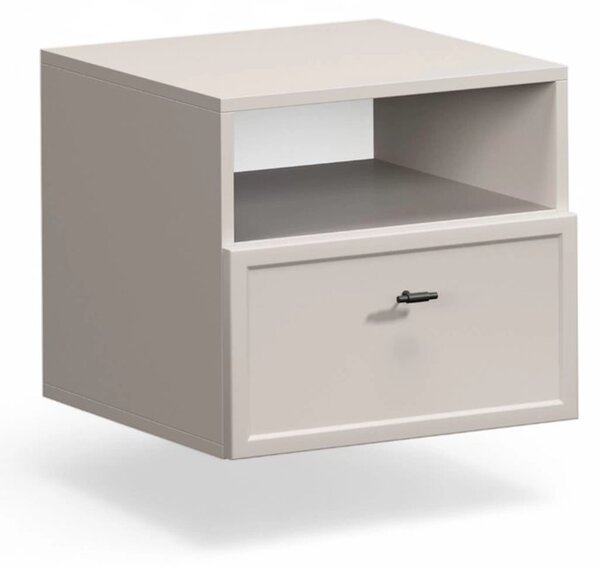 Szafka nocna wisząca Lorini z szufladą 45 cm - kaszmir / czarny uchwyt T-bar