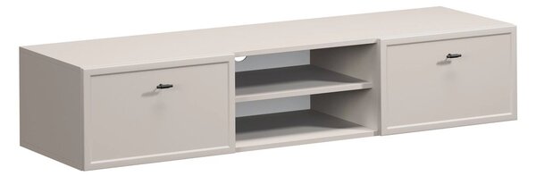 Szafka RTV wisząca Lorini 150 cm z szufladami - kaszmir / czarne uchwyty T-bar