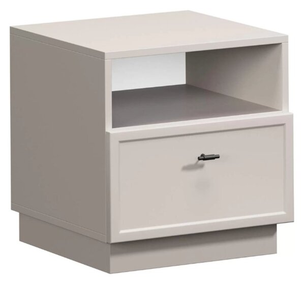 Szafka nocna Lorini z szufladą 45 cm - kaszmir / czarny uchwyt T-bar