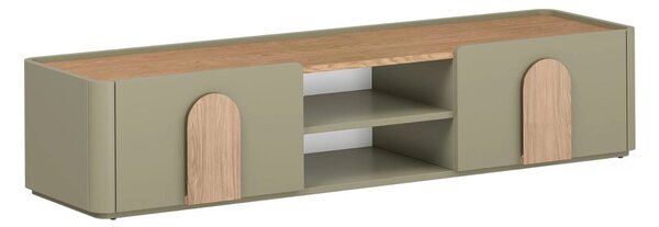 Szafka RTV Amilio 170 cm z szufladą - eukaliptus / dąb baltic dune / uchwyty dąb naturalny