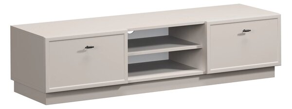 Szafka RTV Lorini 150 cm z szufladami - kaszmir / czarne uchwyty T-bar