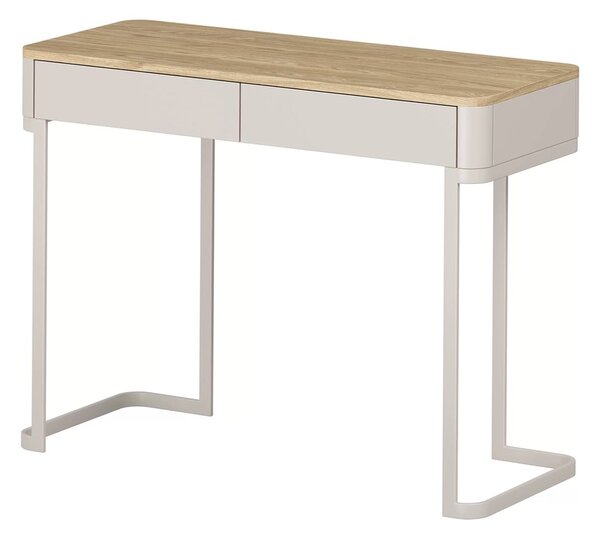 Konsola Elivo 110 cm z szufladami na stelażu - kaszmir / dąb olejowany