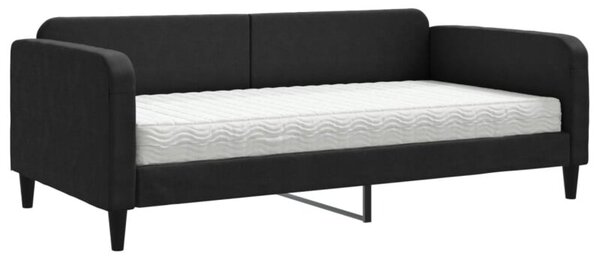 Sofa z materacem do spania, czarna, 100x200 cm, tkanina