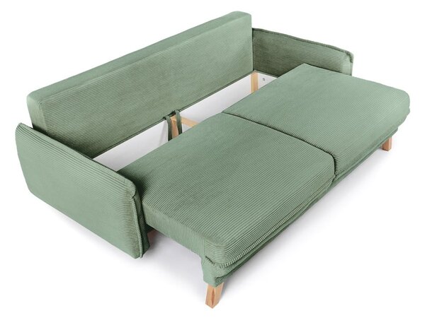 Jasnozielona sztruksowa rozkładana sofa 218 cm Tori – Bonami Selection
