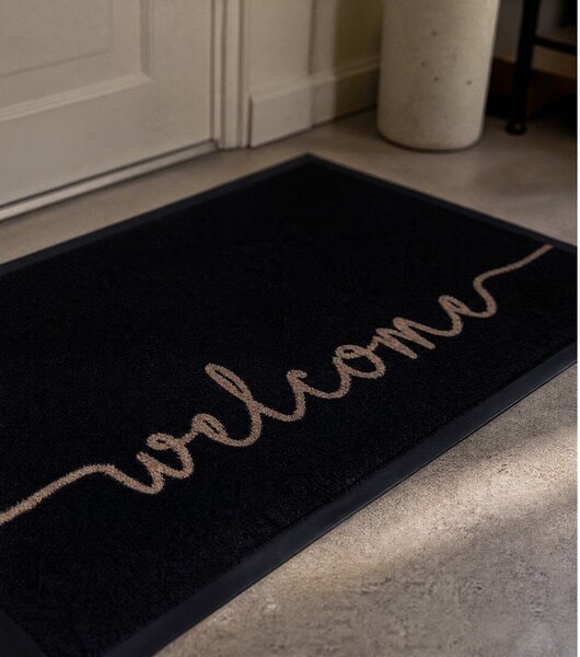 Czarna wycieraczka Hanse Home Cozy Welcome, 45x75 cm