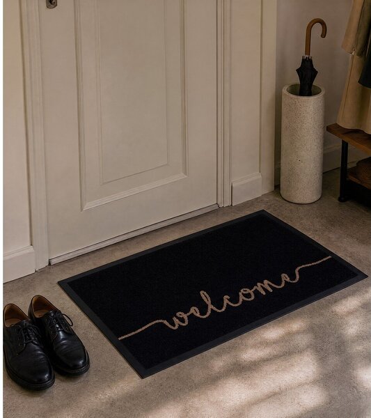 Czarna wycieraczka Hanse Home Cozy Welcome, 45x75 cm