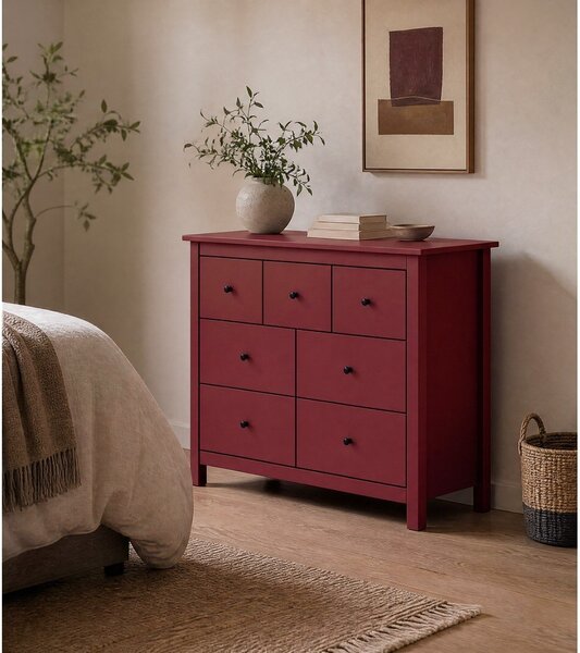 Czerwona niska komoda z drewna sosnowego 110x80 cm Misti – Marckeric