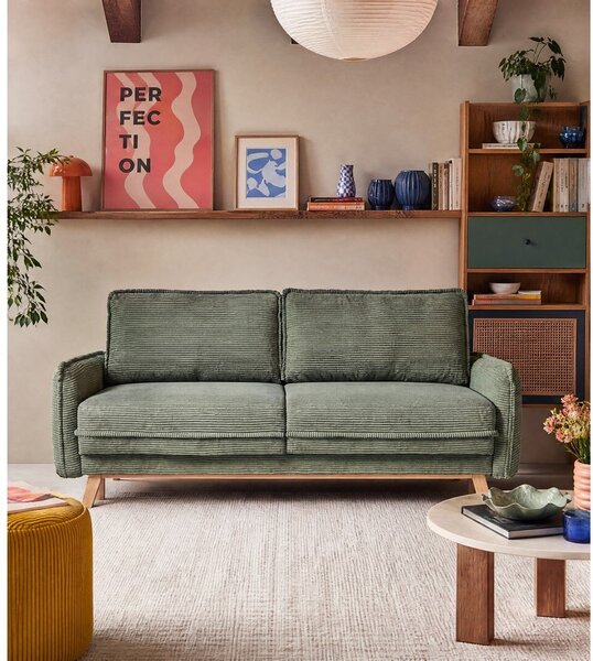 Jasnozielona sztruksowa rozkładana sofa 218 cm Tori – Bonami Selection