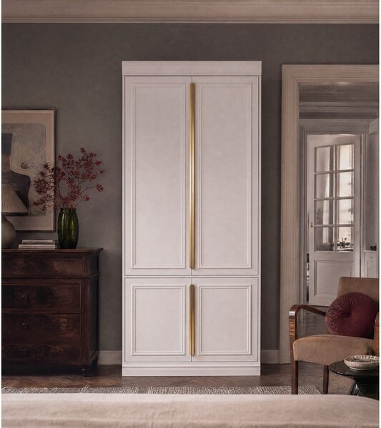 Jasnoszara szafa z litego drewna sosnowego 110x215x44 cm Organize – WOOOD