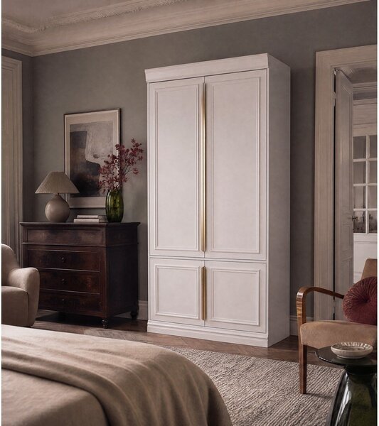Jasnoszara szafa z litego drewna sosnowego 110x215x44 cm Organize – WOOOD