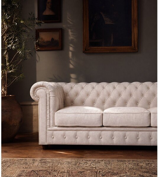 Kremowa aksamitna sofa 230 cm Cambridge – Ropez