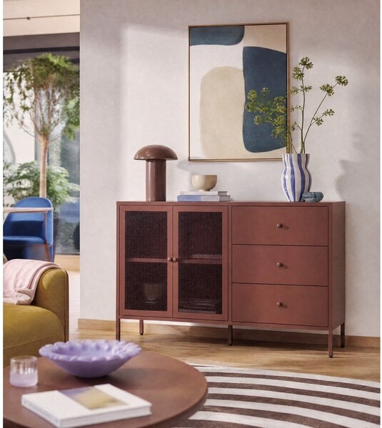 Bordowa metalowa komoda 140x90x40 cm Fayna – Marckeric