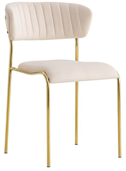 Krzesło Glamour beżowe C-897 / welur, złote nogi