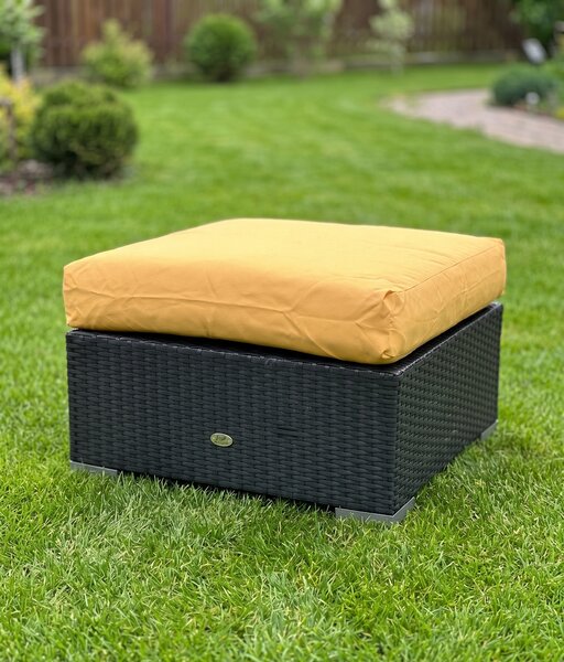 Pufa ogrodowa czarna kwadratowa 70x70x30cm + poduszka outlet