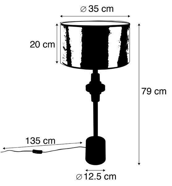 Lampa stołowa art deco złota klosz welurowy czerwony 35cm - Diverso Oswietlenie wewnetrzne