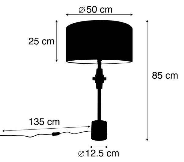 Lampa stołowa art deco złota klosz welurowy różowy 50cm - Diverso Oswietlenie wewnetrzne