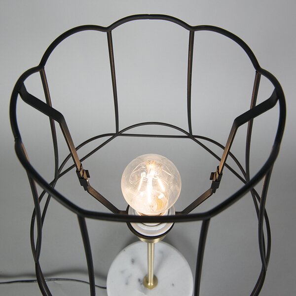 Lampa stołowa retro z mosiężną ramą babci czarna 30 cm - Kaso